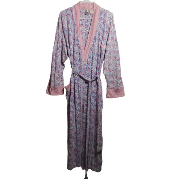 Vintage Victoria's Secret 90s Gold Label Floral Rose Belted Robe Cotton Size M/L - Picture 1 of 9